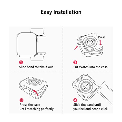 UGREEN Funda para Apple Watch Series 4, Fundas para iWatch 4 44mm 2PACK, Suave Silicona Cubierta Anti-Golpes, Anti-Rasguños, Ultra Ligero, Fundas Rugged Armor Bumper para iWatch 4 2018, Nike+