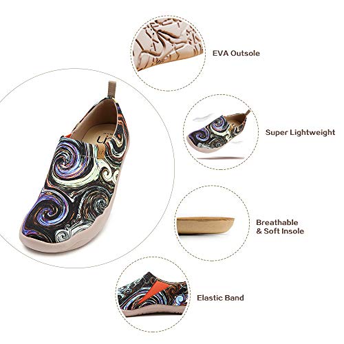 UIN Estrellada Mocasín de Mujer Verano,Mocasín de Cuero Casual Diseñado Holgazán de Mujer Zapatos Comodos de Zapatos Mujer, Lona 38