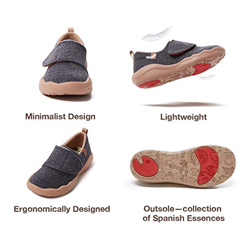 UIN Toledo II Mocasines Ligeros de Lana Gris Oscuro para niñas Zapatos sin Cordones para niños Zapatos Casuales para Caminar Zapatos de Viaje Zapatos de navegación Unisex (32)