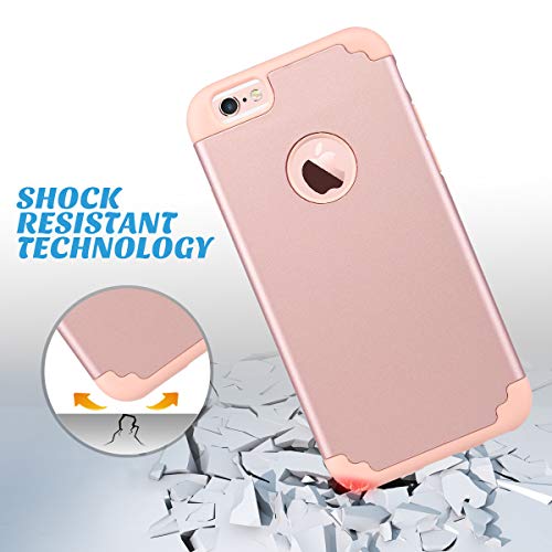 ULAK Funda iPhone 6S, iPhone 6 [Silicona Colorida] Slim híbrido Doble Capa Resistente a Prueba Golpes Dura Cubierta Trasera Shock Absorbente Silicona Caso para Apple iPhone 6/iPhone 6S - Oro Rosa