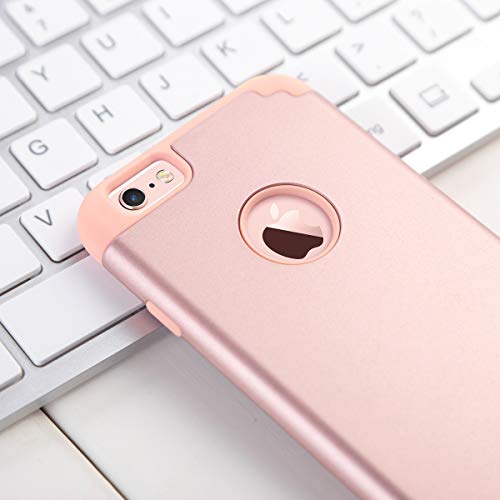 ULAK Funda iPhone 6S, iPhone 6 [Silicona Colorida] Slim híbrido Doble Capa Resistente a Prueba Golpes Dura Cubierta Trasera Shock Absorbente Silicona Caso para Apple iPhone 6/iPhone 6S - Oro Rosa