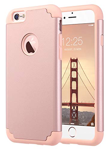ULAK Funda iPhone 6S, iPhone 6 [Silicona Colorida] Slim híbrido Doble Capa Resistente a Prueba Golpes Dura Cubierta Trasera Shock Absorbente Silicona Caso para Apple iPhone 6/iPhone 6S - Oro Rosa
