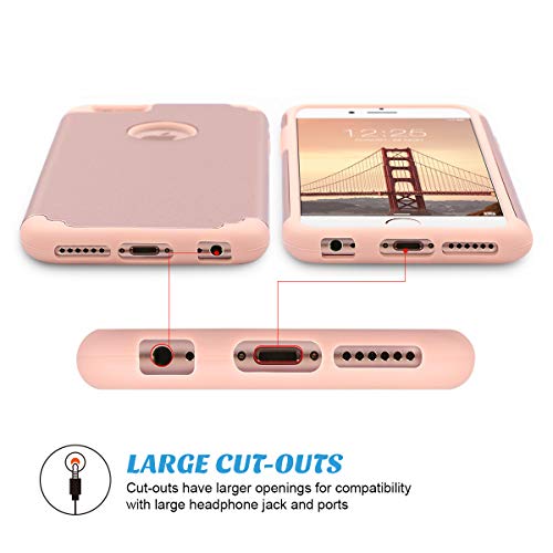 ULAK Funda iPhone 6S, iPhone 6 [Silicona Colorida] Slim híbrido Doble Capa Resistente a Prueba Golpes Dura Cubierta Trasera Shock Absorbente Silicona Caso para Apple iPhone 6/iPhone 6S - Oro Rosa