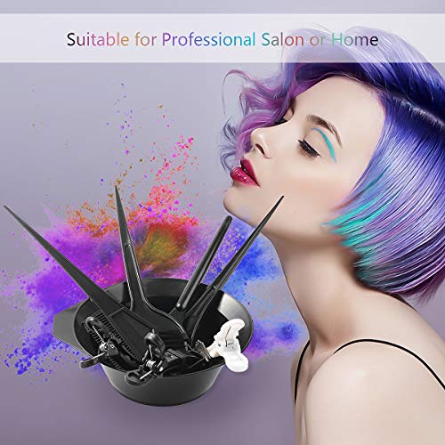 Ulikey 24 Pcs Kit de Coloración para Cabello, Kit de Herramientas de Tinte para el Pelo para Cabello Tinte, Incluir Tazón, Cepillos, Peine, Clips, Guantes para Salón de Belleza