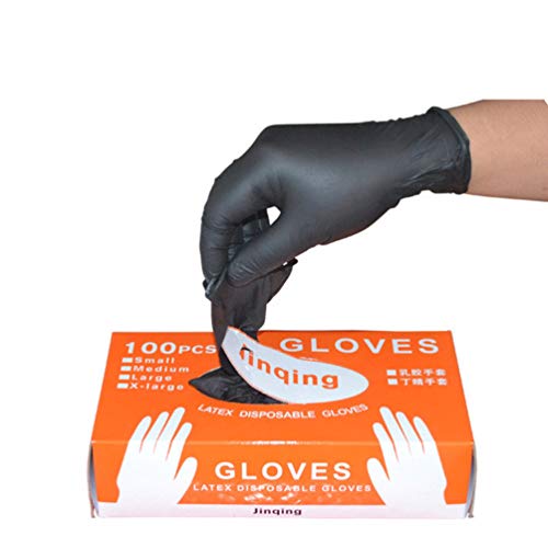 ULTECHNOVO Guantes de Látex Desechables Guantes de Examen de Caucho Nitrilo Multipropósito sin Polvo para Uso Médico Cuidado de Mascotas Tatuajes Piercing 100 Piezas - Talla M