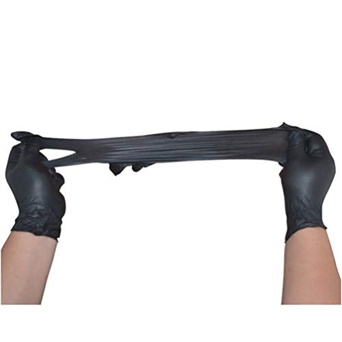 ULTECHNOVO Guantes de Látex Desechables Guantes de Examen de Caucho Nitrilo Multipropósito sin Polvo para Uso Médico Cuidado de Mascotas Tatuajes Piercing 100 Piezas - Talla M