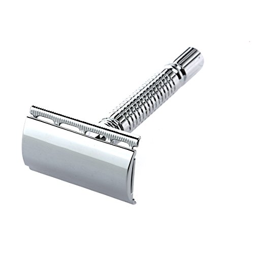 ULTNICE Maquinilla de Afeitar Clásica Manual de Acero Inoxidable de Doble Filo para Hombre (Plata)