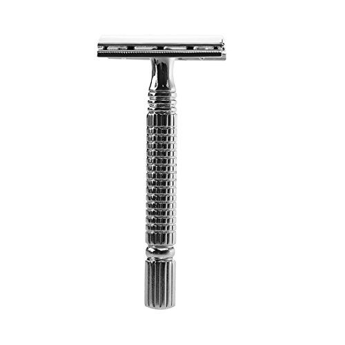 ULTNICE Maquinilla de Afeitar Clásica Manual de Acero Inoxidable de Doble Filo para Hombre (Plata)