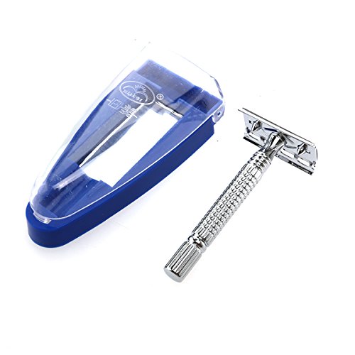 ULTNICE Maquinilla de Afeitar Clásica Manual de Acero Inoxidable de Doble Filo para Hombre (Plata)