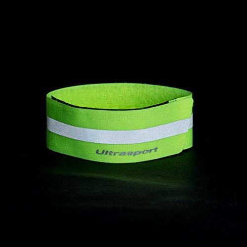 Ultrasport Banda reflectante; banda de reflejo de luz con velcro para mayor seguridad en cualquier actividad outdoor, amarillo neón