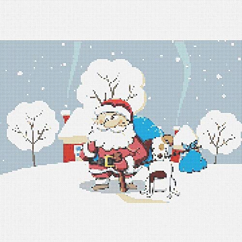 UM UPMALL - Kit de pintura de diamante en 5D por números para adultos, bordado redondo completo, punto de cruz, manualidades, decoración de pared, Papá Noel 39,9 x 30 cm