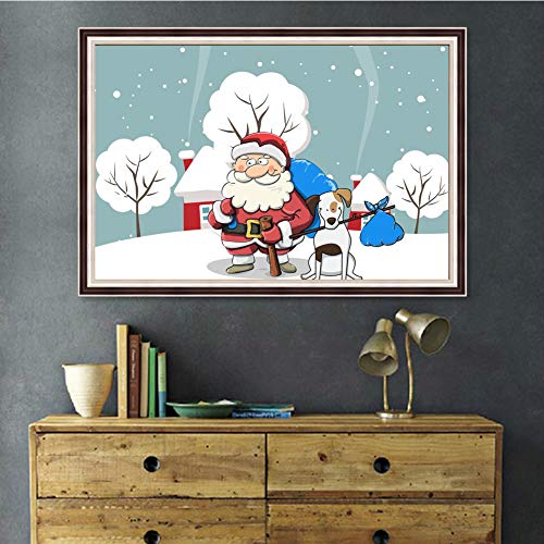 UM UPMALL - Kit de pintura de diamante en 5D por números para adultos, bordado redondo completo, punto de cruz, manualidades, decoración de pared, Papá Noel 39,9 x 30 cm