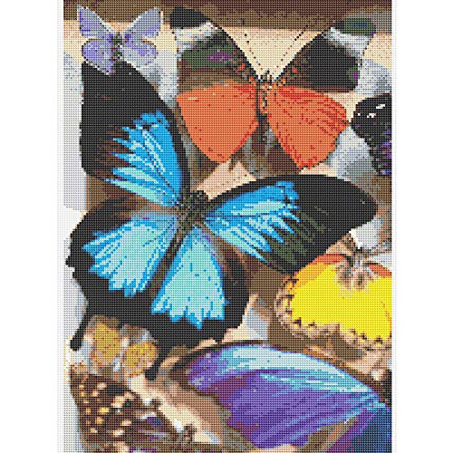 UM UPMALL - Pintura de diamante 5D para manualidades, diseño de mariposas, color azul y negro, 30 x 40 cm