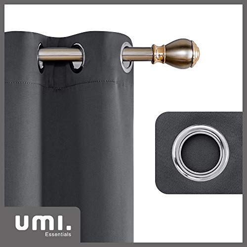 UMI by Amazon Cortinas Dormitorio Moderno Blackout Curtain Suave para Ventanas de Habitación Juvenil con Ojales 2 Unidades 117 x 229 cm Gris Oscuro