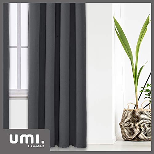 UMI by Amazon Cortinas Dormitorio Moderno Blackout Curtain Suave para Ventanas de Habitación Juvenil con Ojales 2 Unidades 117 x 229 cm Gris Oscuro