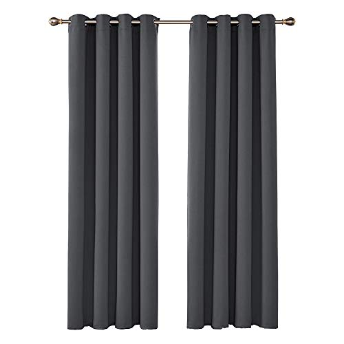 UMI by Amazon Cortinas Dormitorio Moderno Blackout Curtain Suave para Ventanas de Habitación Juvenil con Ojales 2 Unidades 117 x 229 cm Gris Oscuro