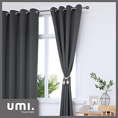 UMI by Amazon Cortinas Dormitorio Moderno Blackout Curtain Suave para Ventanas de Habitación Juvenil con Ojales 2 Unidades 117 x 229 cm Gris Oscuro