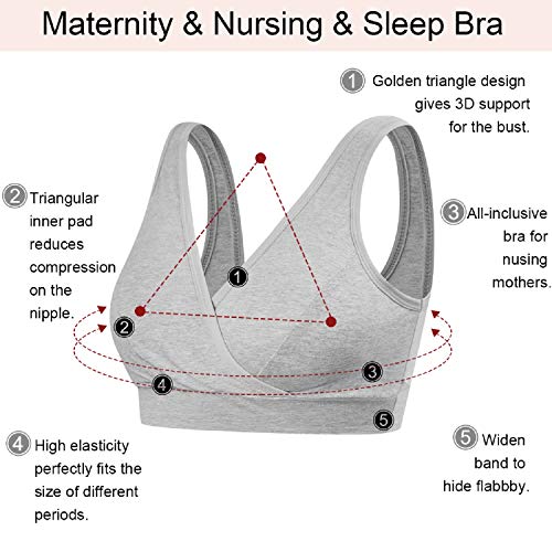 UMIPUBO Sujetadores para Premamá Sostén De Lactancia Sin Costuras Sujetador de Maternidad Sujetador De Lactancia sin Aros Multicolor Sostén Embarazada Sujetador Embarazo Algodón