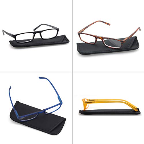 Un Pack de Cuatro Gafas de Lectura 2.5 para Hombres/Mujeres - Lente Clara,Vision Clara - Moda,Practicas,Ligeras,Comodas,Colores Negro-Azul-Marron-Amarillo