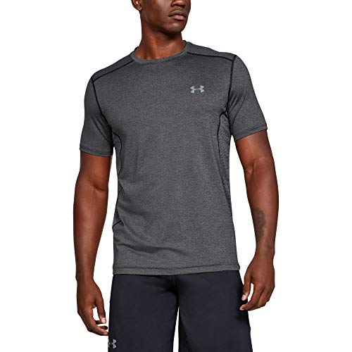 Under Armour Raid Camiseta Masculina, Camiseta Transpirable, Ajustada Camiseta Deportiva de Manga Corta y de Secado rápido, Carbon Heather/Carbon Heather/Steel (090), XL