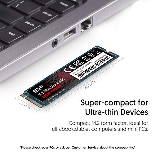 Unidad de Estado sólido PCIe Gen3x4 M.2 NVMe 256GB con velocidades de Lectura y Escritura de hasta 3100 MB/s y 1100 MB/s (Silicon Power)