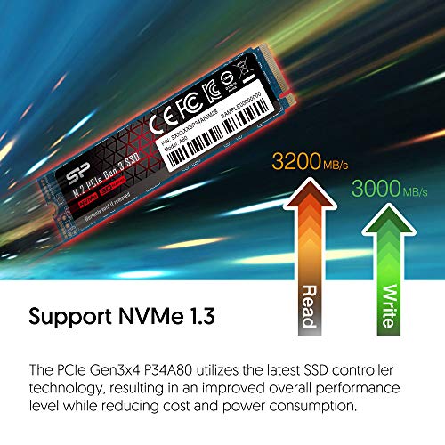 Unidad de Estado sólido PCIe Gen3x4 M.2 NVMe 256GB con velocidades de Lectura y Escritura de hasta 3100 MB/s y 1100 MB/s (Silicon Power)