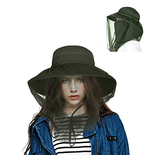 Unigear Sombrero para el Sol Gorro Pescador Anti-UV UPF50+ Gorra Pesca Solar ala Ancha Transpirable Multiusos con Velo y Mosquitera Protección Cuello Al Aire Libre (Verde)