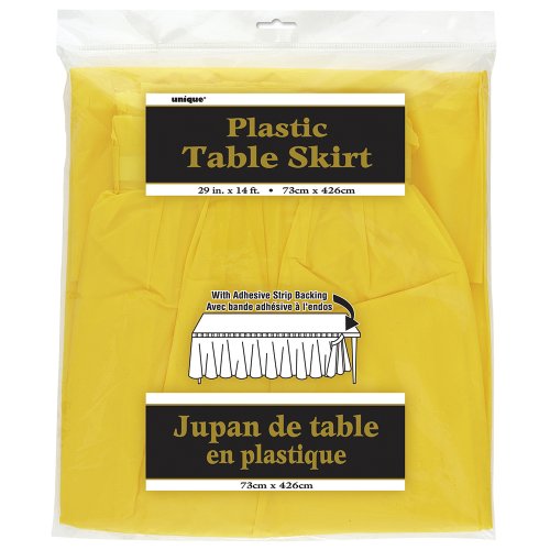 Unique Party- Falda de mesa de plástico, Color amarillo, 420 cm (50048)
