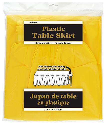 Unique Party- Falda de mesa de plástico, Color amarillo, 420 cm (50048)