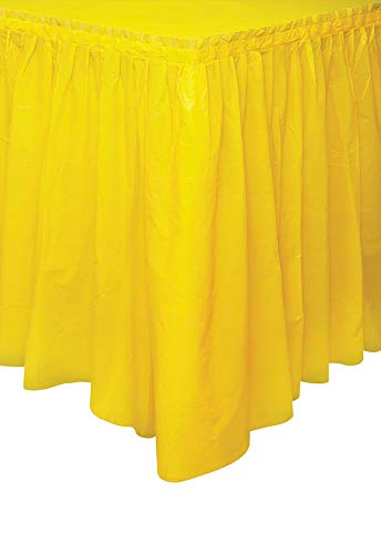 Unique Party- Falda de mesa de plástico, Color amarillo, 420 cm (50048)