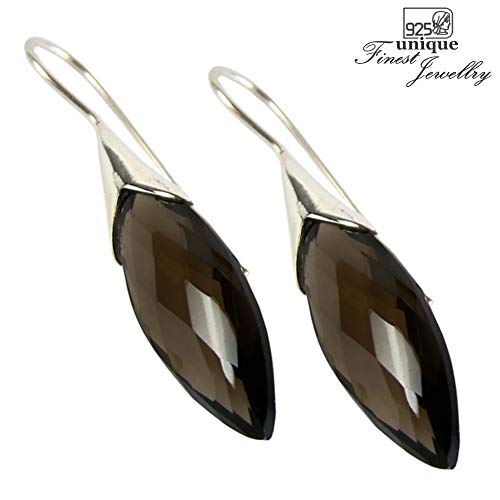 Unique pendientes para la mujer cuarzo ahumado plata de ley 925 joyeria de calidad