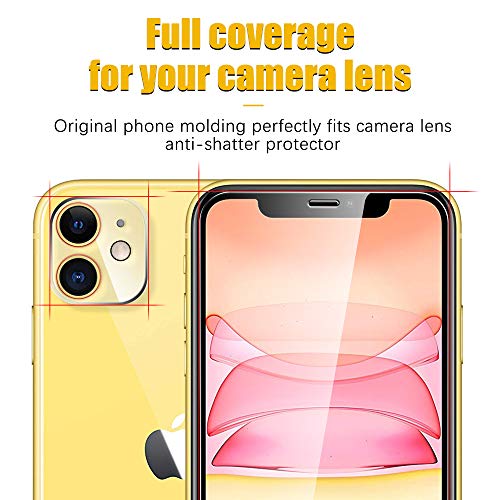 UniqueMe [2 Pack] Protector de Pantalla para iPhone 11 [6.1 inch] + [1 Pack] Protector de Lente de cámara para iPhone 11, Vidrio Templado [9H Dureza ] HD Film Cristal Templado