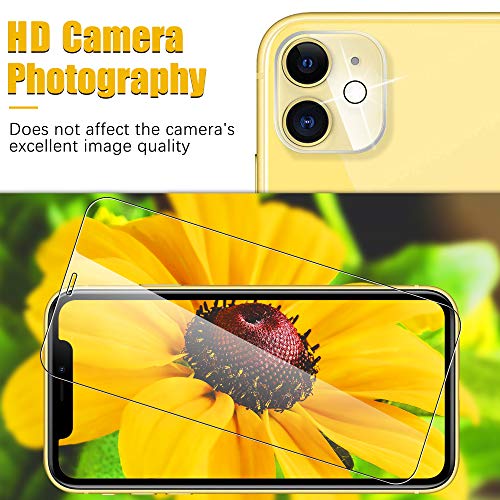 UniqueMe [2 Pack] Protector de Pantalla para iPhone 11 [6.1 inch] + [1 Pack] Protector de Lente de cámara para iPhone 11, Vidrio Templado [9H Dureza ] HD Film Cristal Templado