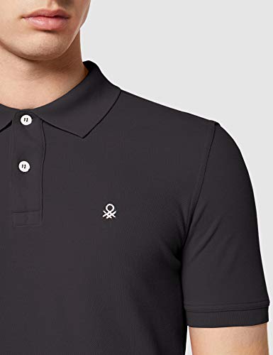 United Colors of Benetton Polo Regular Manica Corta, Negro (Nero 100), Large para Hombre