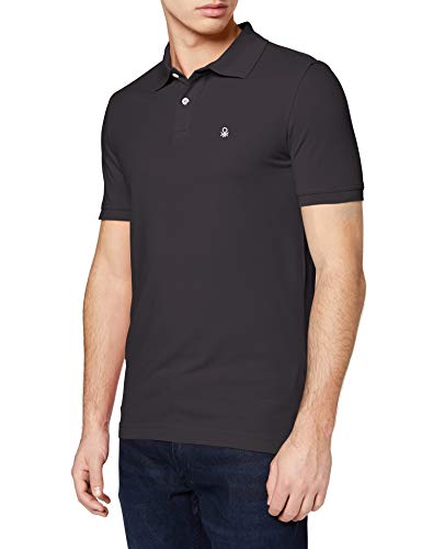 United Colors of Benetton Polo Regular Manica Corta, Negro (Nero 100), Large para Hombre