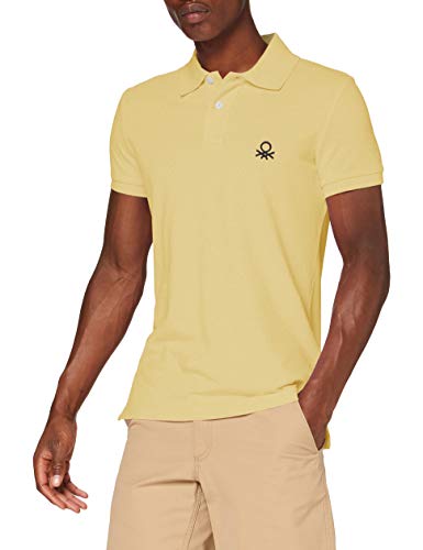 United Colors of Benetton Polo Slim Manica Corta, Amarillo (Cornsilk 084), XX-Large (Talla del Fabricante: El) para Hombre