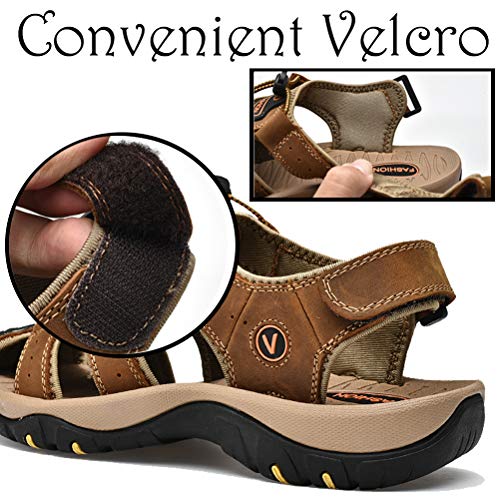 Unitysow Sandalias Hombre Verano Los Zapatillas de Senderismo Transpirable Peso Ligero Cuero Camper Deportivas Sandalias Al Aire Libre Pescador Playa Zapatos,Amarillo,40