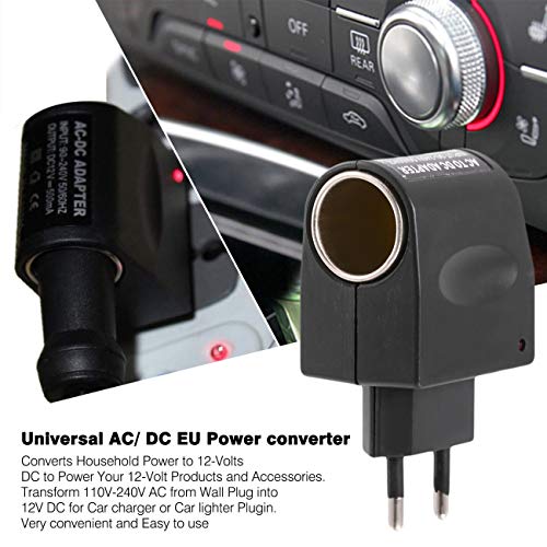 Universal de plástico + Metal 110V-240V AC 50-60 Hz a 12 V CC del Coche de energía del Adaptador del convertidor del Adaptador de mechero de la UE