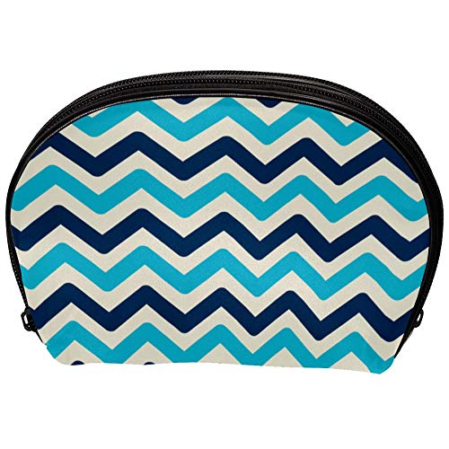 Universal espacioso bolso caso maquillaje cosmético belleza almacenamiento bolsas,limpiador facial kit bolsa vintage náutico azul zig zag, organizador portátil de accesorios electrónicos