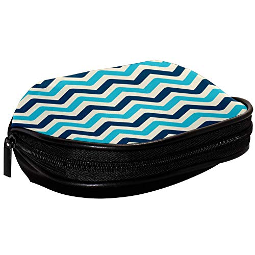 Universal espacioso bolso caso maquillaje cosmético belleza almacenamiento bolsas,limpiador facial kit bolsa vintage náutico azul zig zag, organizador portátil de accesorios electrónicos
