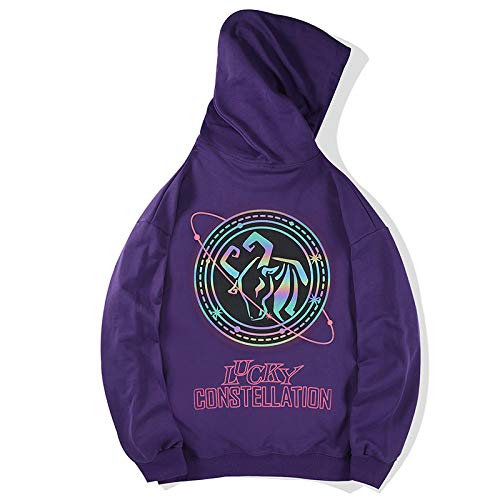 UNUStyle Sudaderas Tauro Constelaciones Estampado Púrpura Harajuku Streetwear Jersey De Manga Larga Sudadera Tops Tendencia De Moda Casual Hip Hop Ropa De Gran Tamaño, Medio