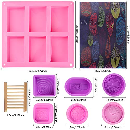 Uponer 15 Piezas Moldes de Jabón Silicona Que Hace moldes Cuadrado Redondo Ovalado Forma Reutilizables Forma Moldes para Hornear de Bricolaje Molde de Resina para Manualidades caseras Magdalenas