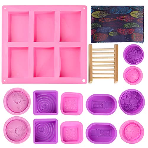 Uponer 15 Piezas Moldes de Jabón Silicona Que Hace moldes Cuadrado Redondo Ovalado Forma Reutilizables Forma Moldes para Hornear de Bricolaje Molde de Resina para Manualidades caseras Magdalenas