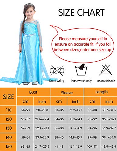 URAQT Disfraz de Princesa Elsa, Traje del Vestido Traje de Princesa de la Nieve Vestido Infantil Disfraz de Princesa de Niñas para a Cumpleaños Navidad Halloween