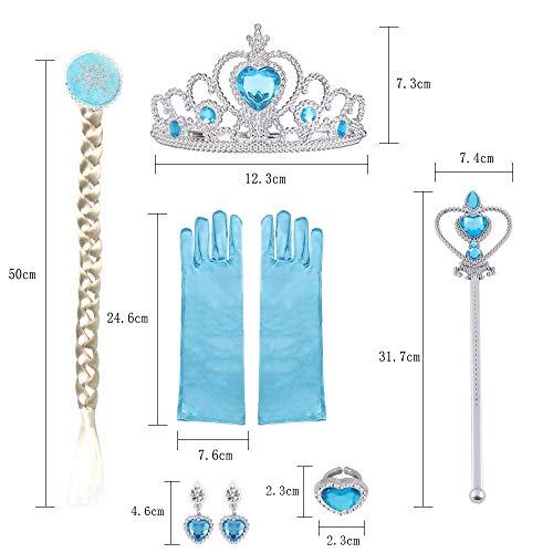 URAQT Disfraz de Princesa Elsa, Traje del Vestido Traje de Princesa de la Nieve Vestido Infantil Disfraz de Princesa de Niñas para a Cumpleaños Navidad Halloween