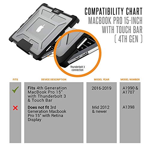 Urban Armor Gear Plasma para Apple MacBook Pro 15.4 (Late 2016 - Mid 2018) Funda con estándar Militar Estadounidense Case - Transparente/Negro