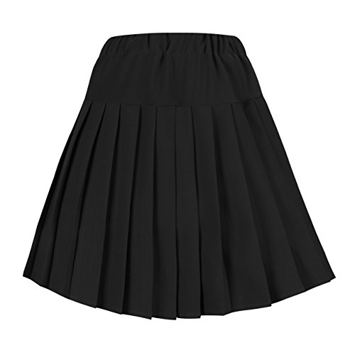 Urban GoCo Mujeres Falda Tenis Plisada Cintura Elástica Uniforme Escolar Mini Faldas Negro 2XL