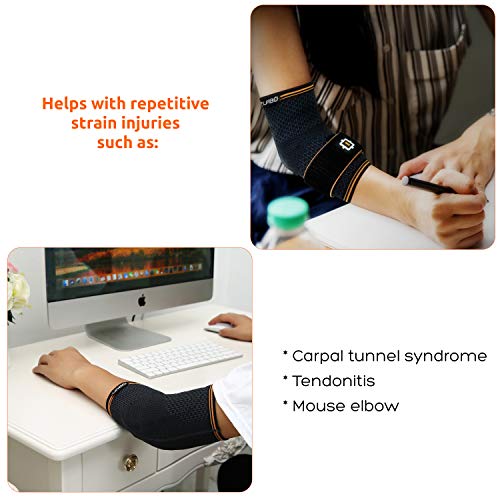 Urbo codera de compresión (aprobada por FDA y CE) con soporte ergonómico para problemas de ordenador, codo de tenista, síndrome del túnel carpiano, tendinitis, lesiones por esfuerzo repetitivo (S)