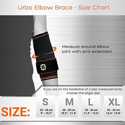 Urbo codera de compresión (aprobada por FDA y CE) con soporte ergonómico para problemas de ordenador, codo de tenista, síndrome del túnel carpiano, tendinitis, lesiones por esfuerzo repetitivo (S)