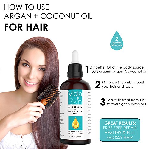 uSkin Care -Excepcional Aceite De Argán Orgánico Y Coco 2 En 1 Para El Cutis, Pelo, Piel Y Cuerpo ¡Reduce Las Arrugas, Mejora La Hidratación Y La Elasticidad De La Piel!